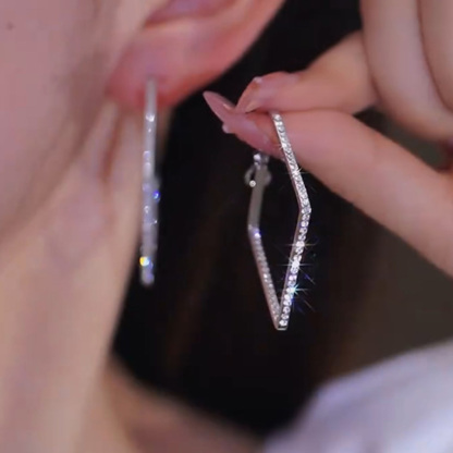輕奢菱形鑽石耳圈耳環
