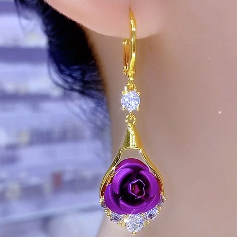 輕奢設計感黃玫瑰耳環