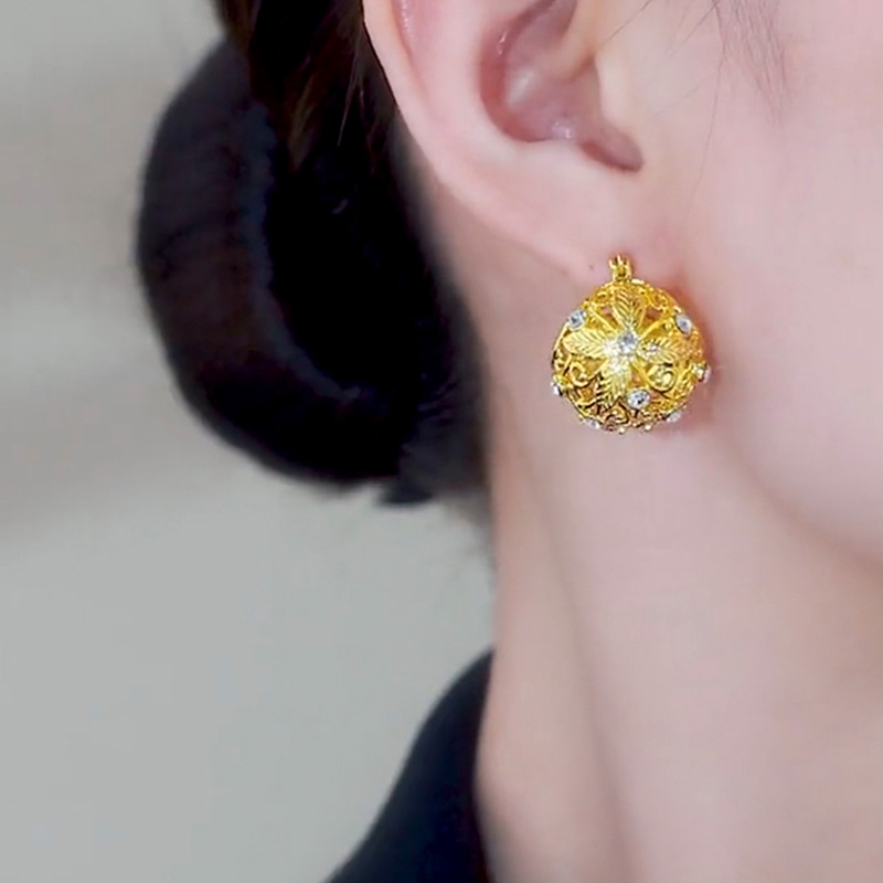 黃金鑽球氣質圈圈耳環