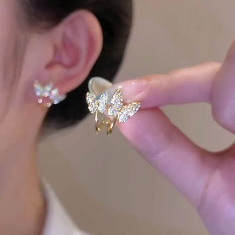 超仙蝴蝶鋯石滿鑽耳環