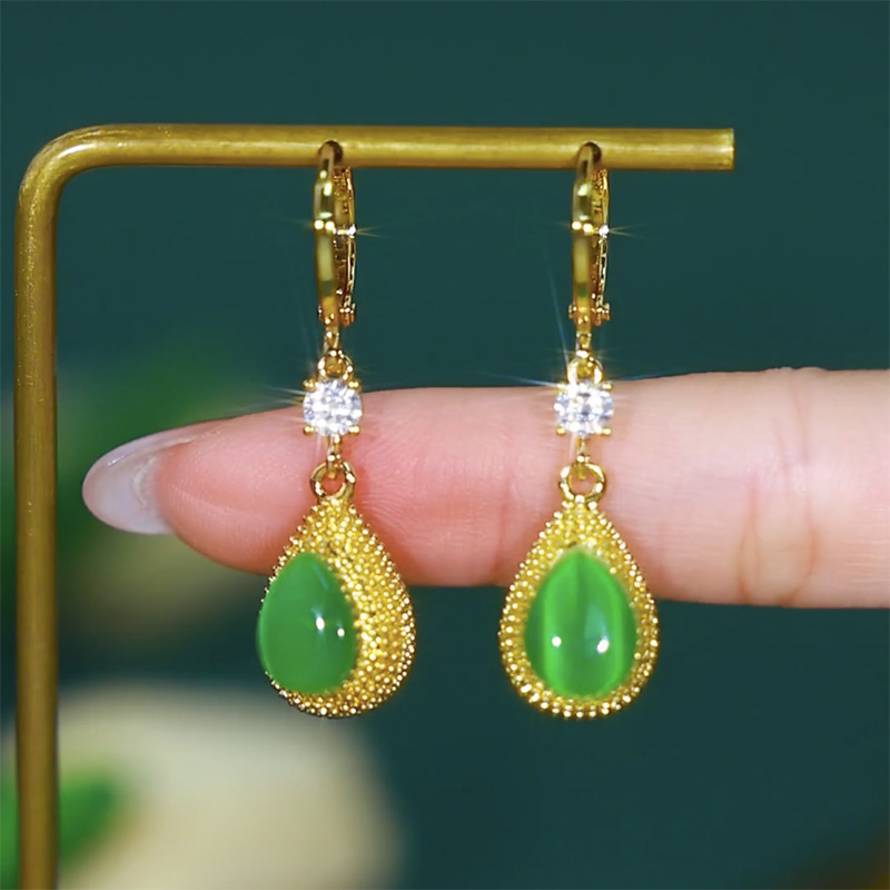 復古綠時尚榴槤耳環
