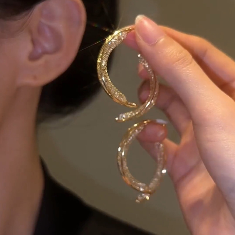 S925銀針網紗交叉耳環