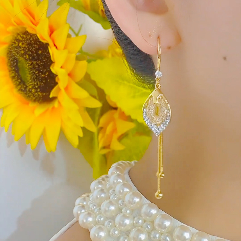 時尚輕奢鋯石水滴流蘇耳環