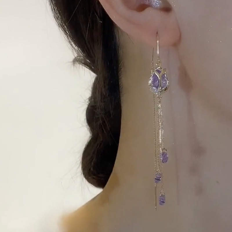 優雅紫色花朵耳環