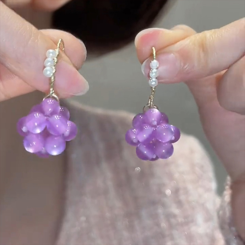 可愛水晶葡萄耳環