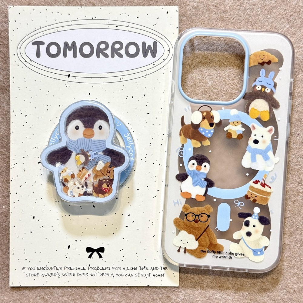 可愛jellycat圍巾企鵝磁吸手機保護殼