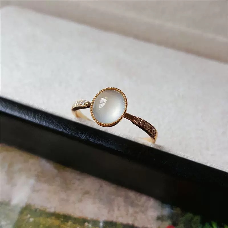 新中式復古橢圓石戒指