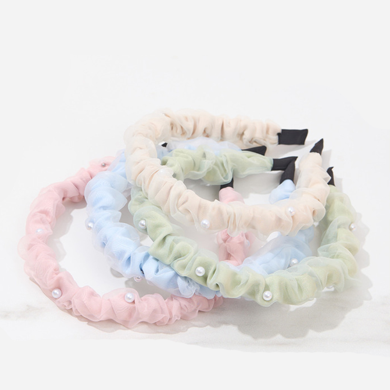 新款網紗珍珠髮箍