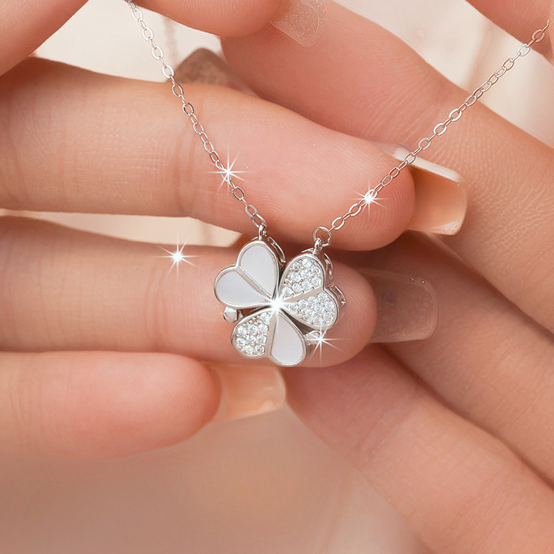 【520送禮】925純銀 三生有幸  三葉草磁吸花瓣項鍊