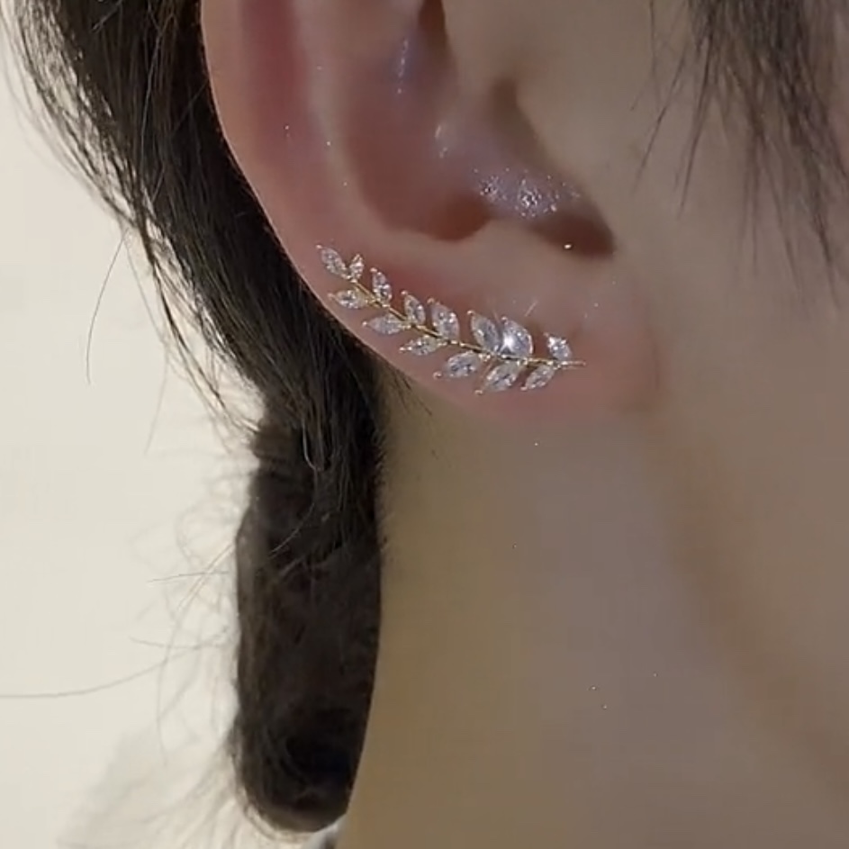 鋯石麥穗一體式耳排耳環