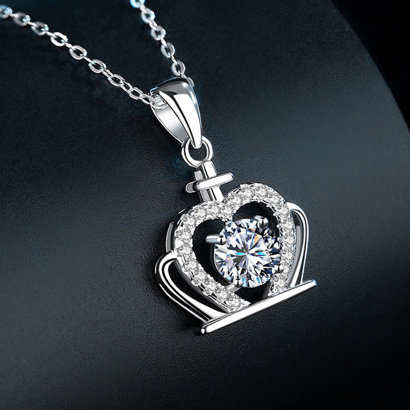 氣質皇冠一克拉莫桑鑽項錬