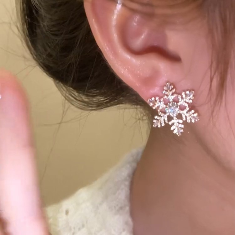 氣質滿鑽雪花耳環