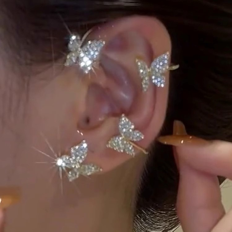 仙氣蝴蝶 鋯石無耳洞耳掛