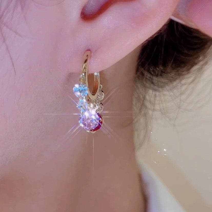 金光閃耀多彩鋯石耳環