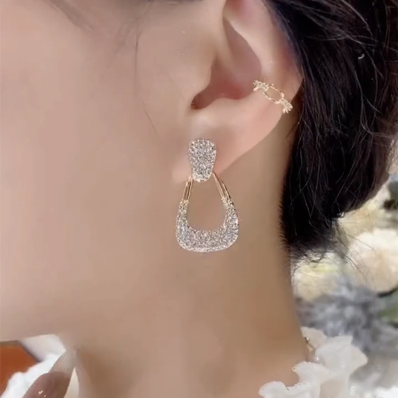 滿鑽幾何設計感耳環S925銀針