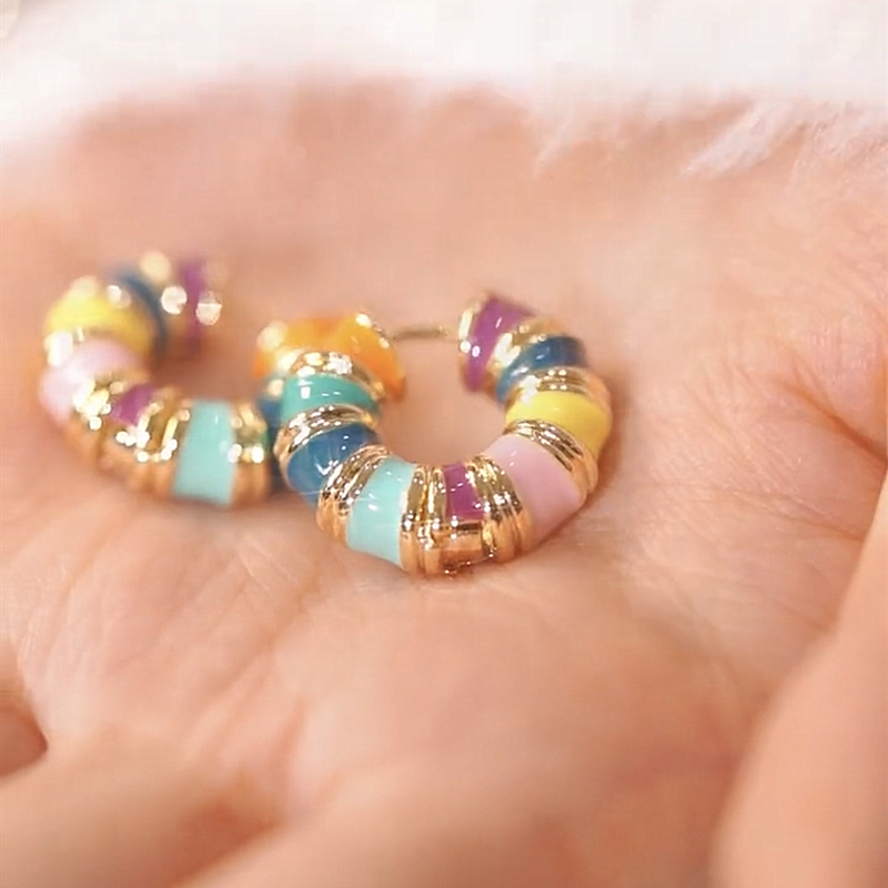 時尚七彩色耳環