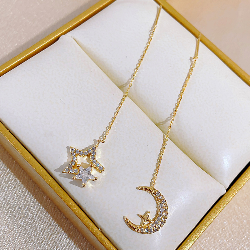 星月金色流蘇耳線耳環