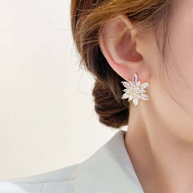 超閃鋯石花朵耳環