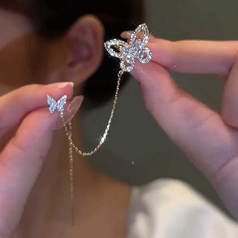 蝴蝶流蘇耳骨夾無耳洞耳線