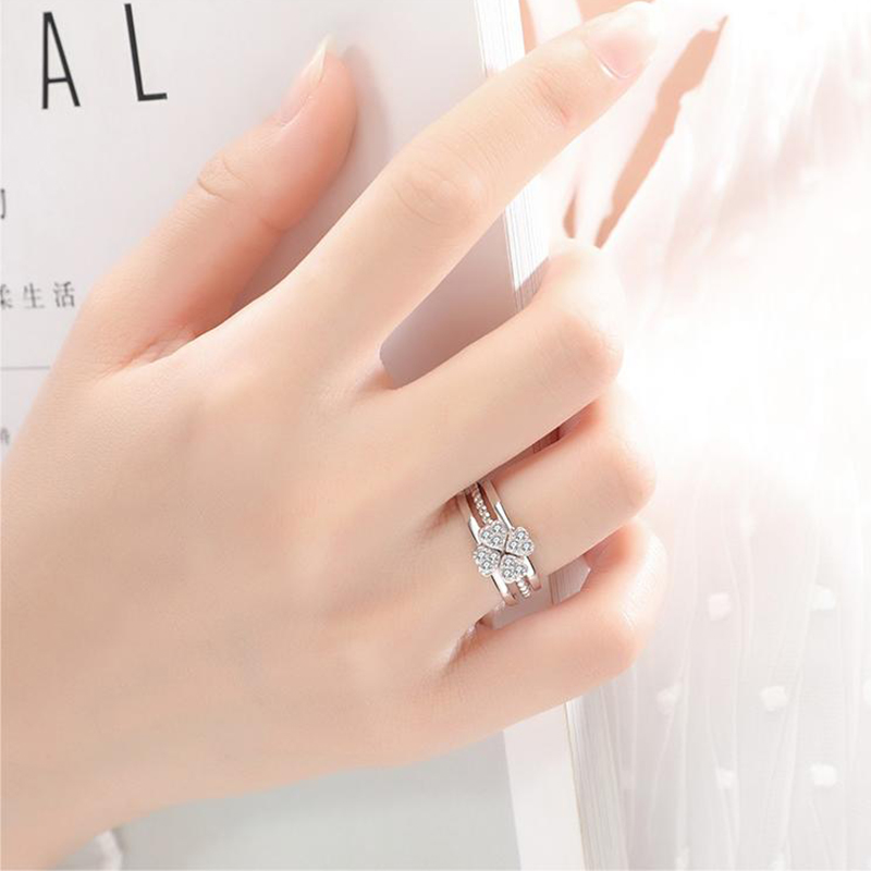 四葉草戒指 S925銀材質 3合1送女友 情人節禮物