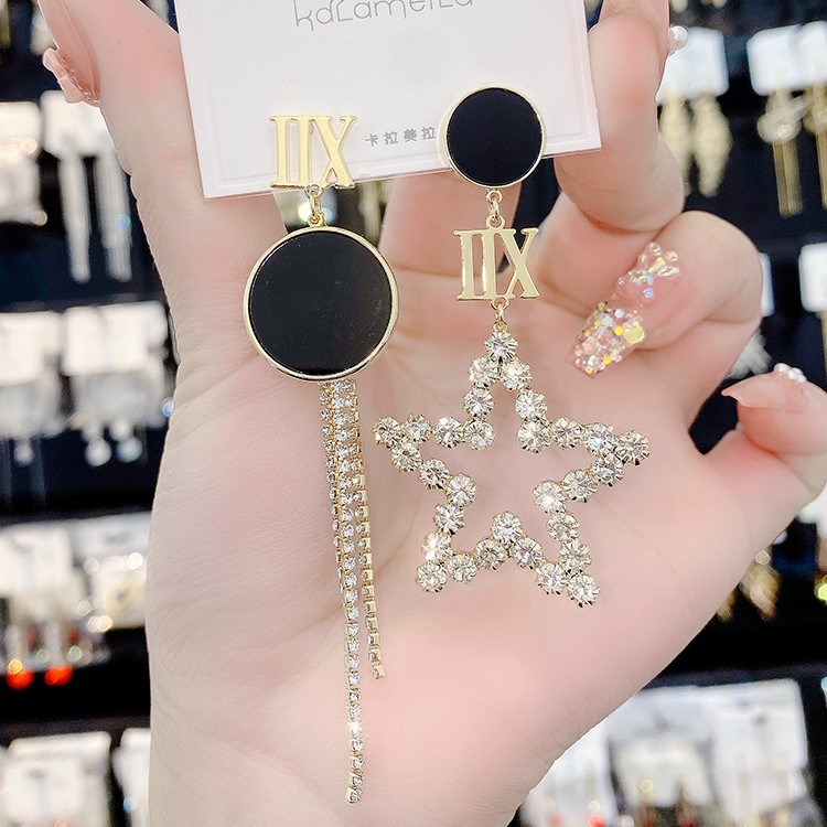 AB款五角星耳環不對稱設計