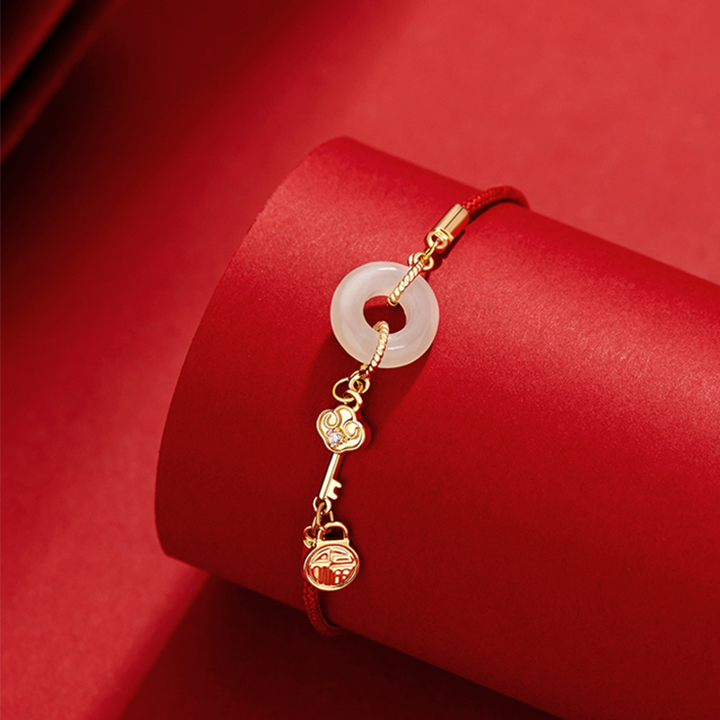 和田玉平安扣幸運紅繩