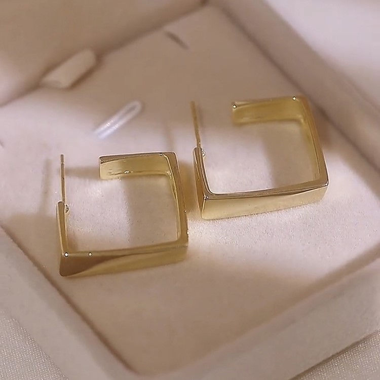 韓國氣質方形耳環