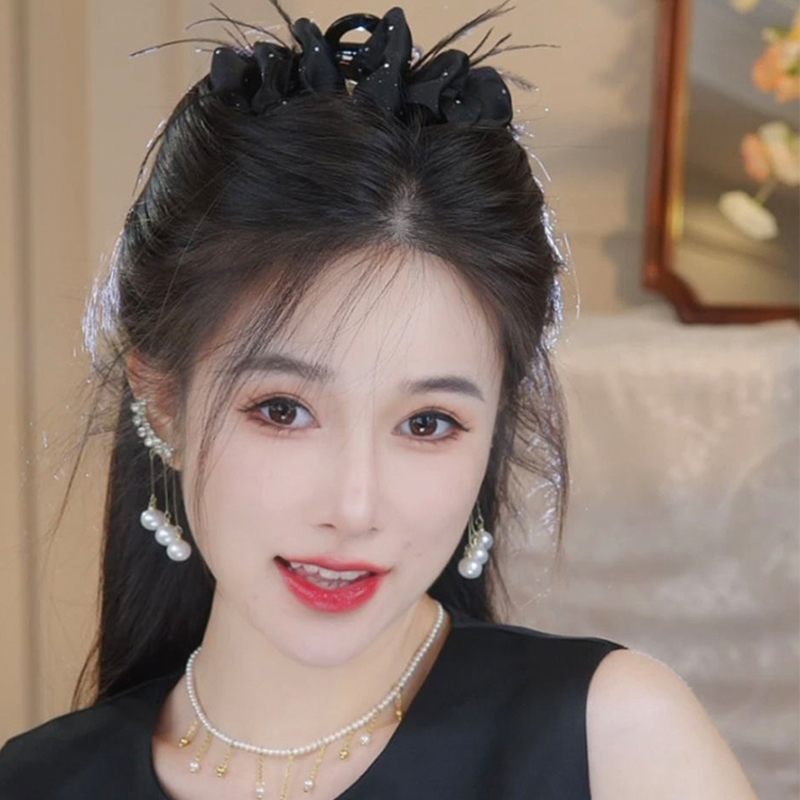 新款羽毛優雅氣質鯊魚夾