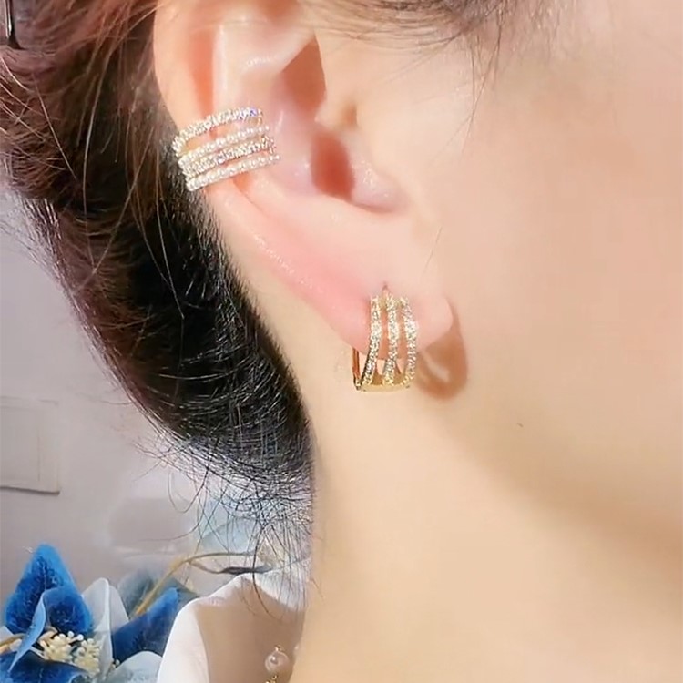 氣質百搭鑲鑽圈圈耳環