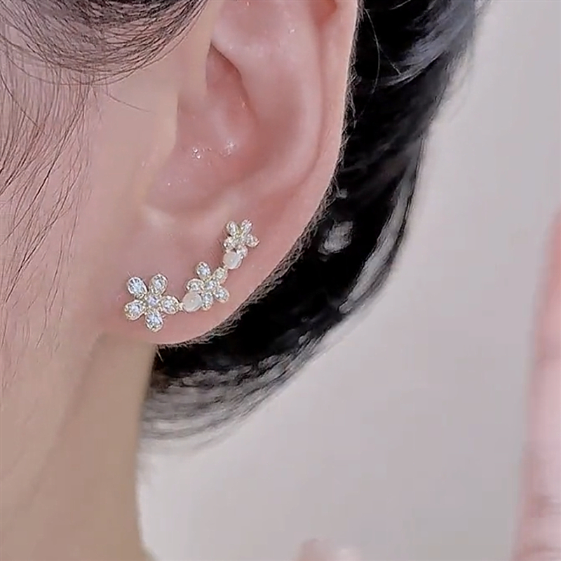 繁花似錦百搭超閃鋯石花朵耳環