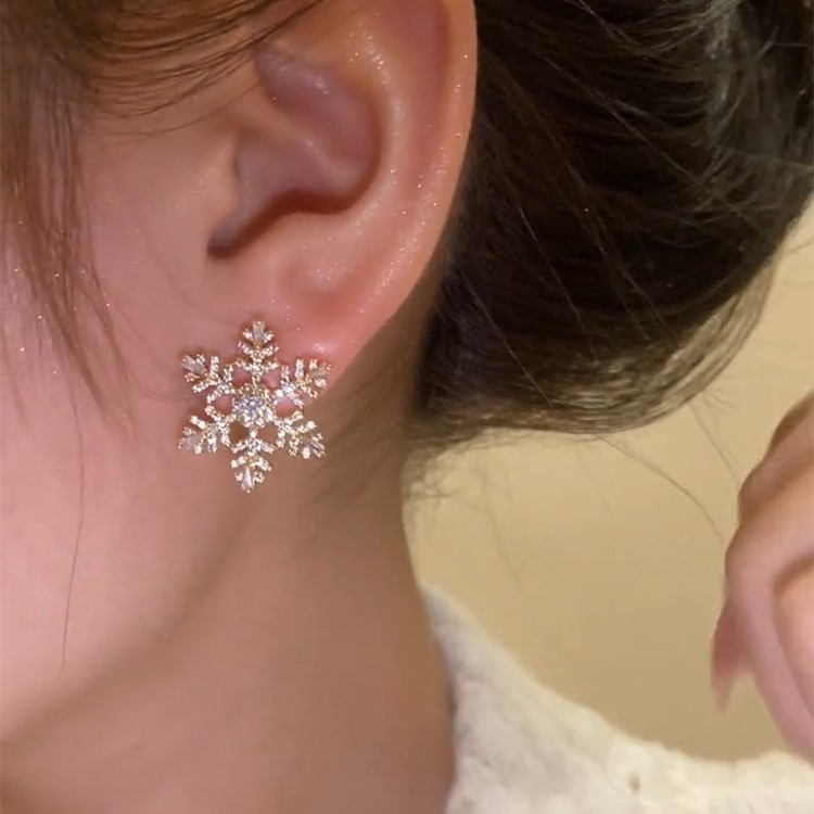 氣質滿鑽雪花耳環