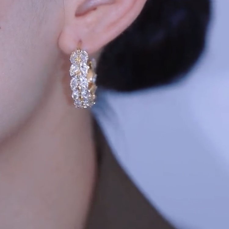 气质设计锆石麦穗耳环耳扣