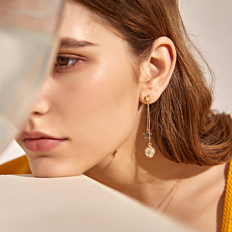 貓眼石耳環 耳夾無耳洞耳環