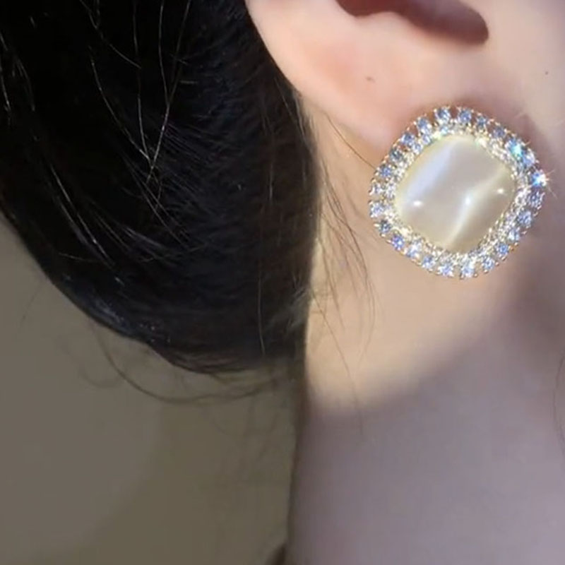 貓眼石銀針復古耳環