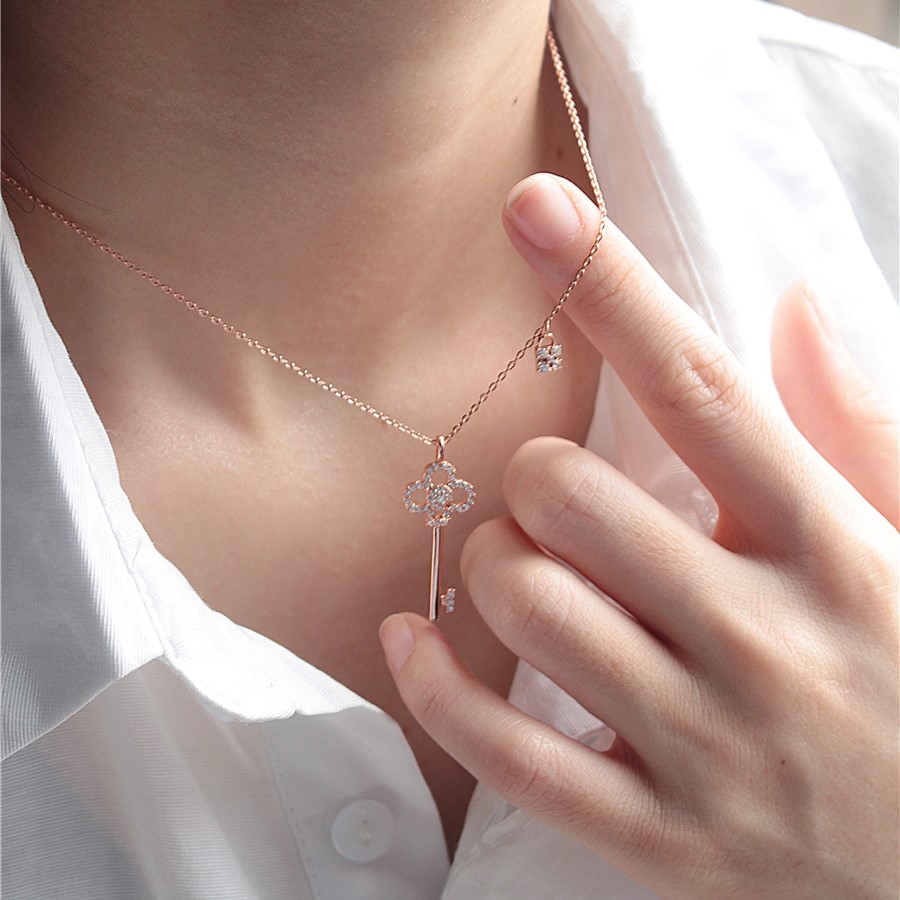 鑰匙鎖 頭鎖骨錬 純銀項錬