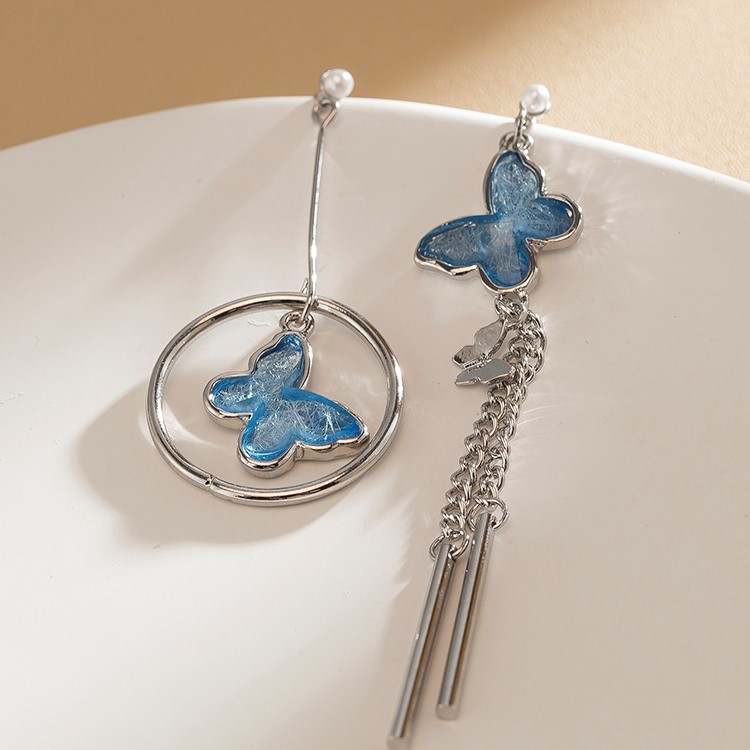 夢幻靈動藍色蝴蝶耳環