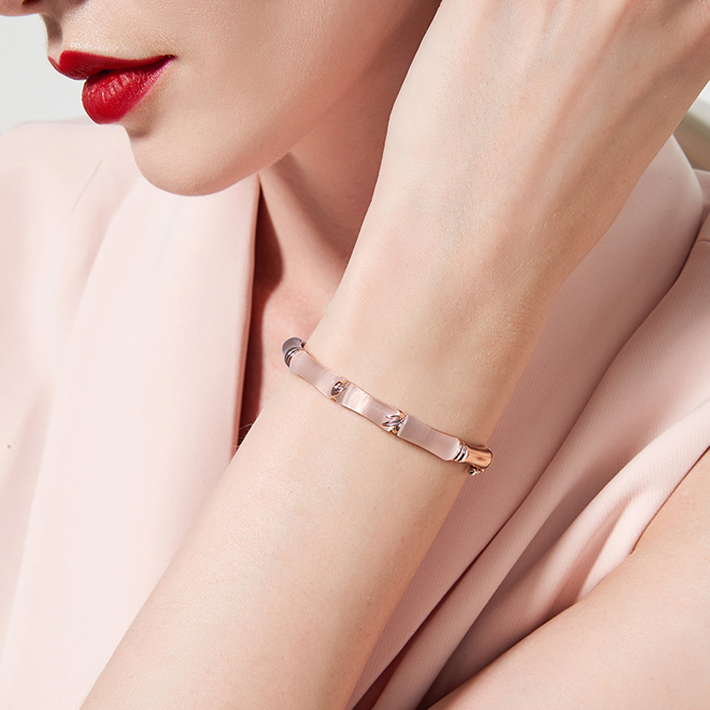 輕奢竹節貓眼石手鐲