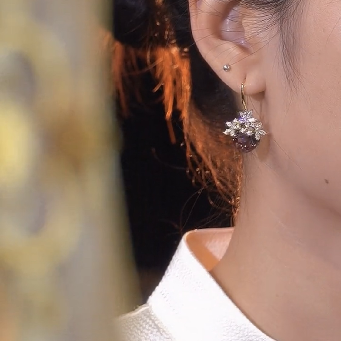 紫色水晶氣質耳環   