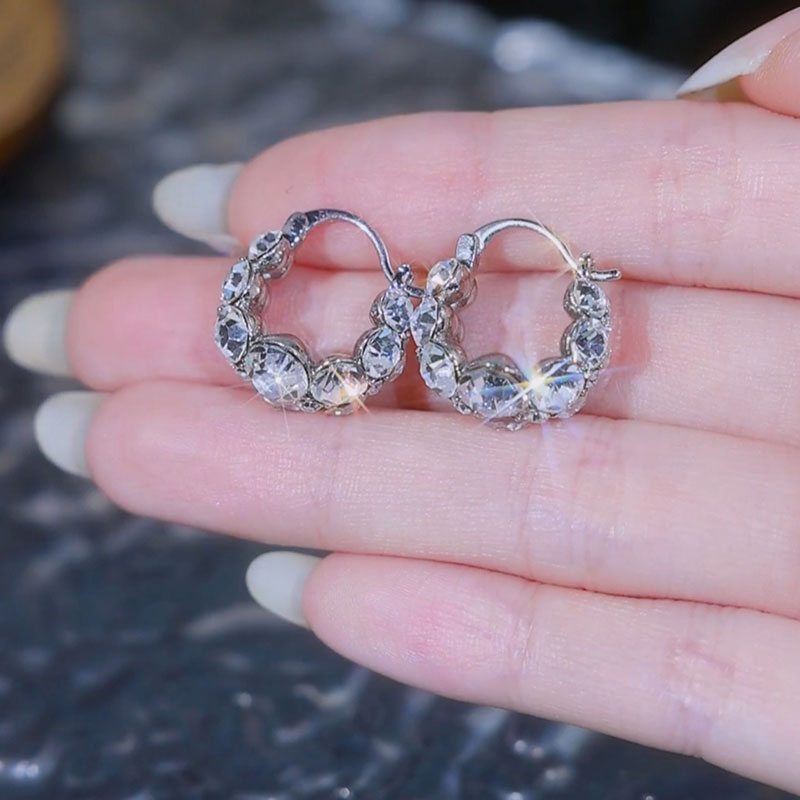 雙排閃耀鑽石耳環