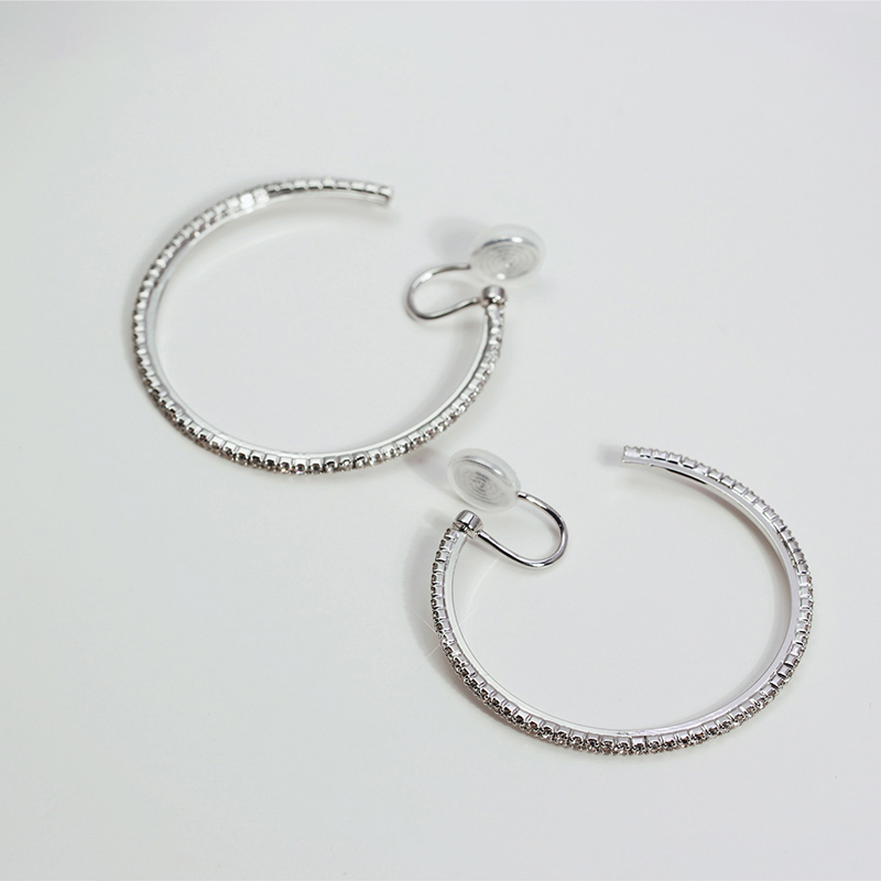 閃鋯大耳圈無耳洞夾式耳環