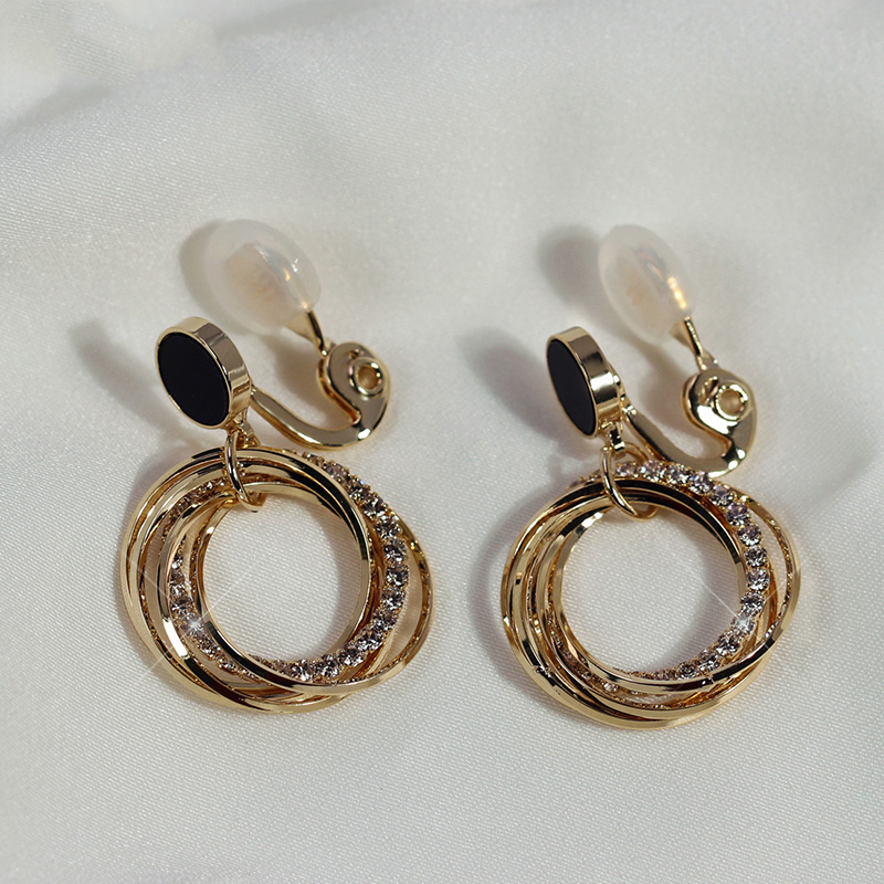 OL多圈氣質閃鑽耳環