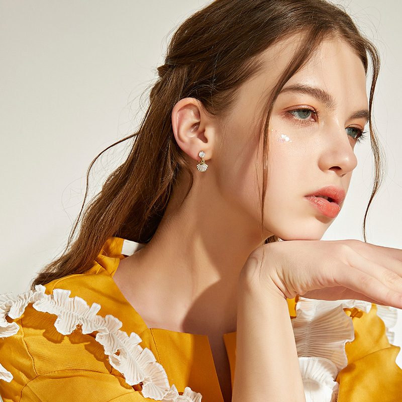 夏天粉色貝殼海星耳環 夾式耳環