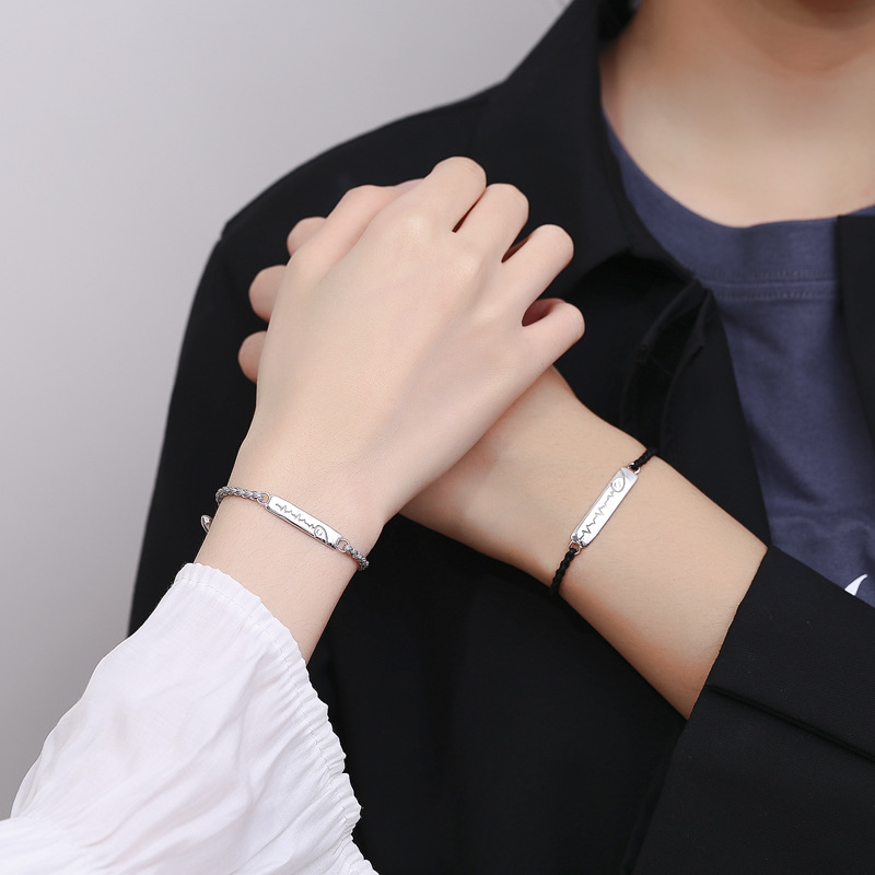 【沫緹甄選】【心動時刻】夜光暗夜S925純銀材質可調整手繩簡約百搭熒光情侶手鍊