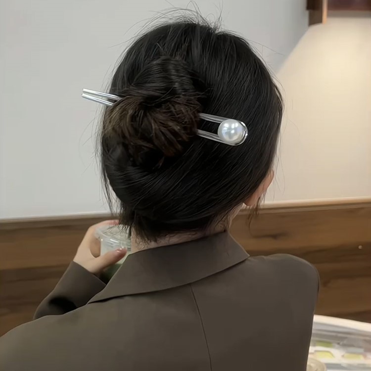 珍珠U型髮簪 氣質簪子