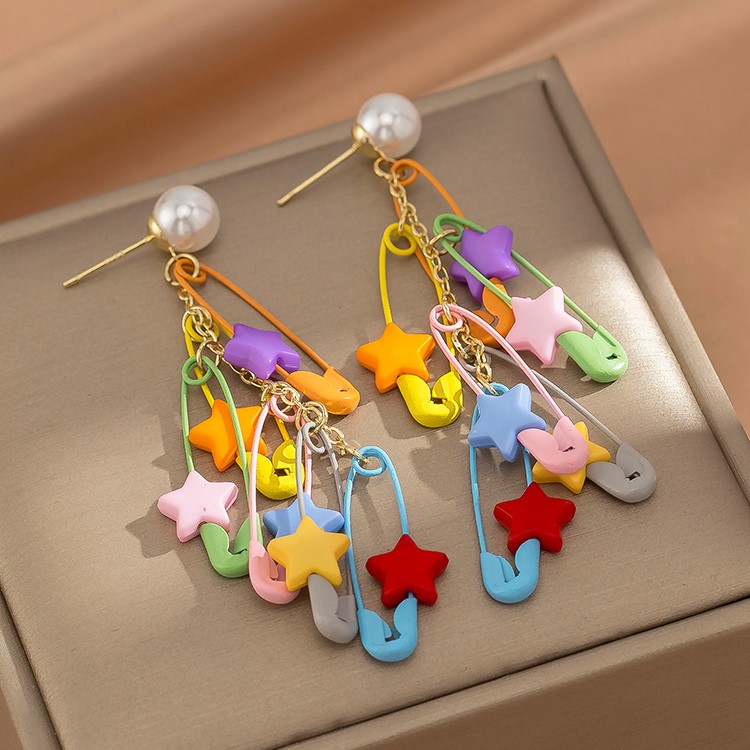 元氣多巴胺彩色糖果別針耳環