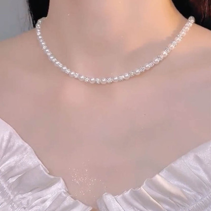 小鑽球珍珠氣質項錬     
