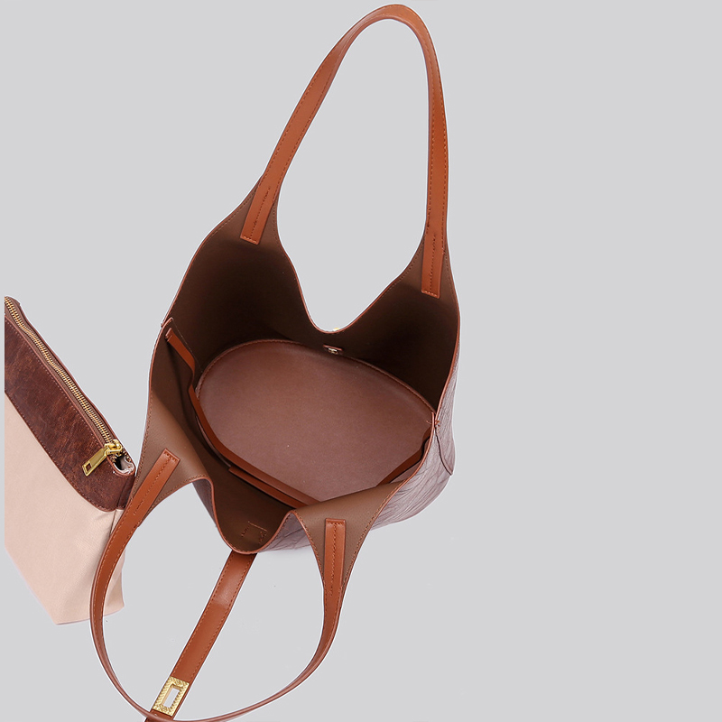 【沫緹甄選】秋冬新款大容量PU皮手抓紋水桶包高級感腋下通勤包時尚復古包