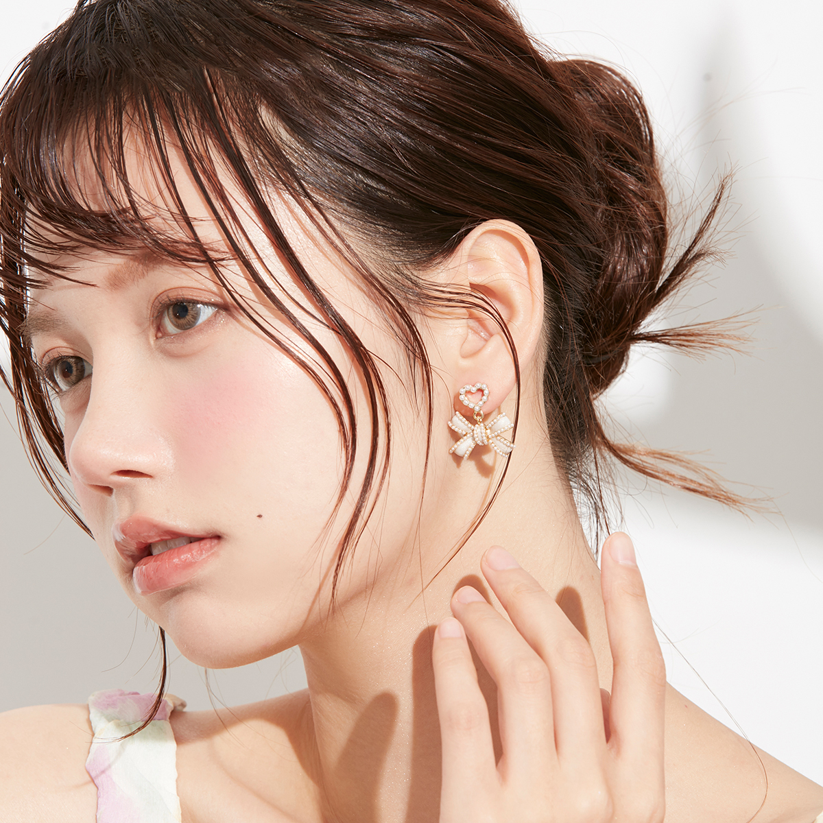 甜美小香風蝴蝶結珍珠耳環