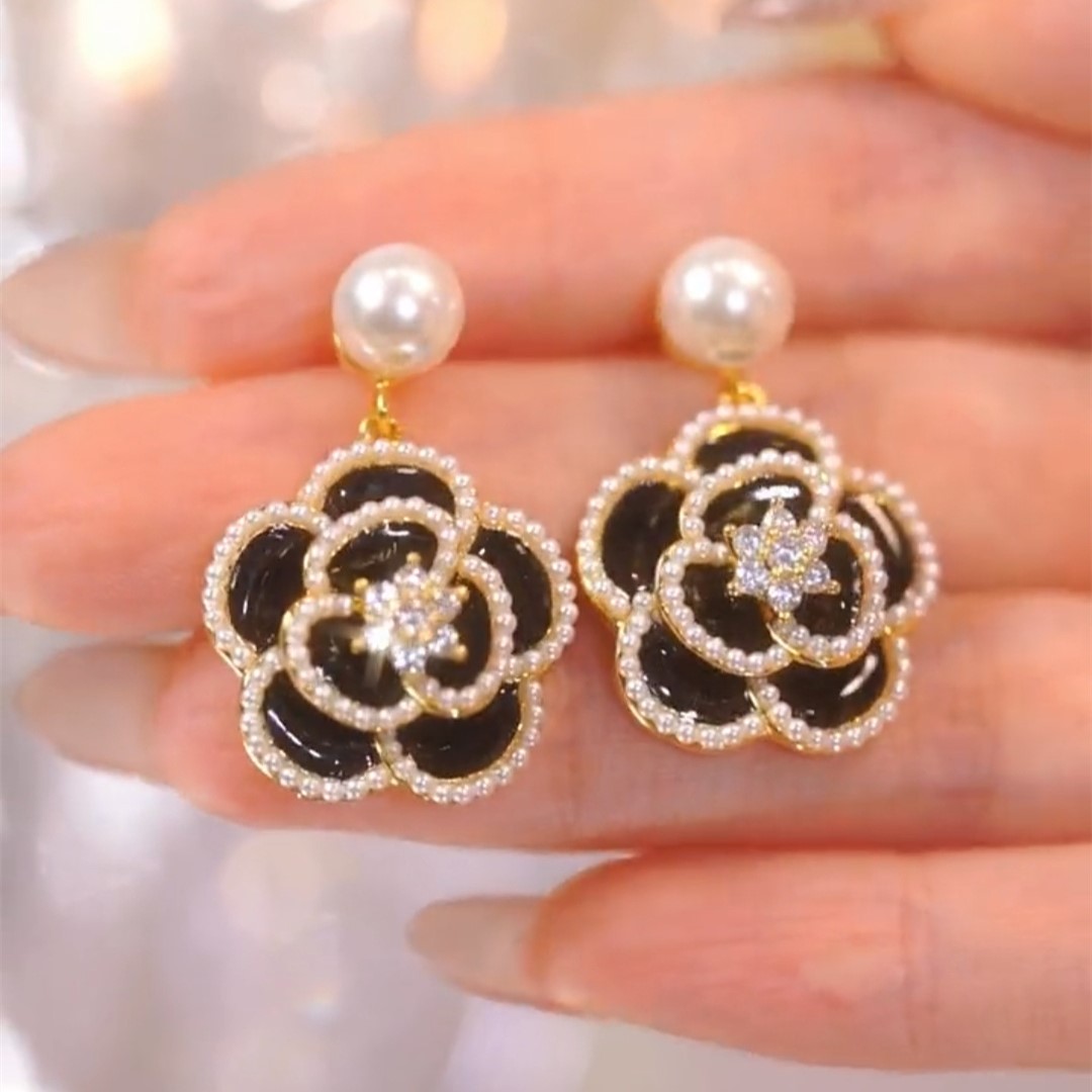 花朵珍珠高級耳環-FANYIACC