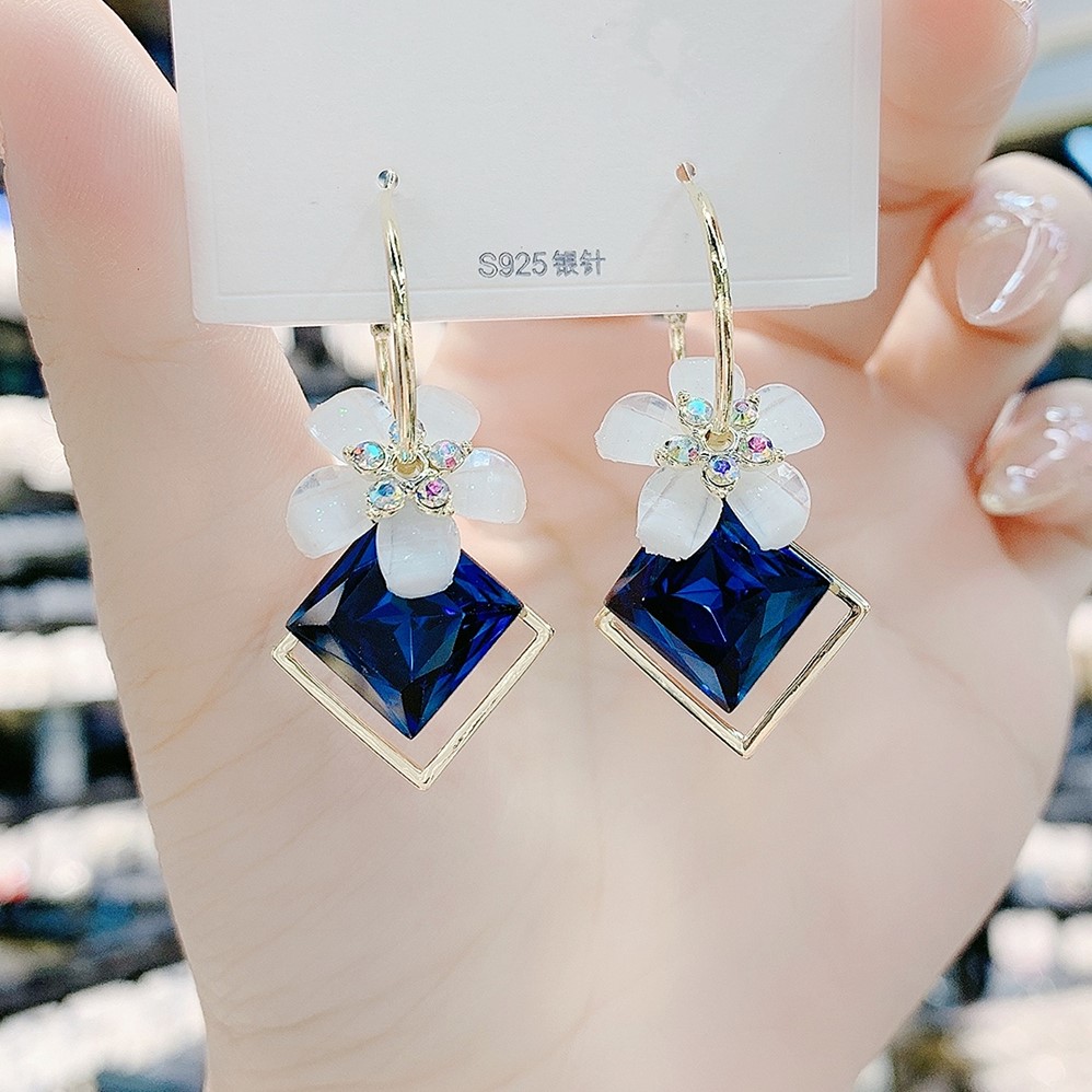 S925水晶紫色鋯石耳環